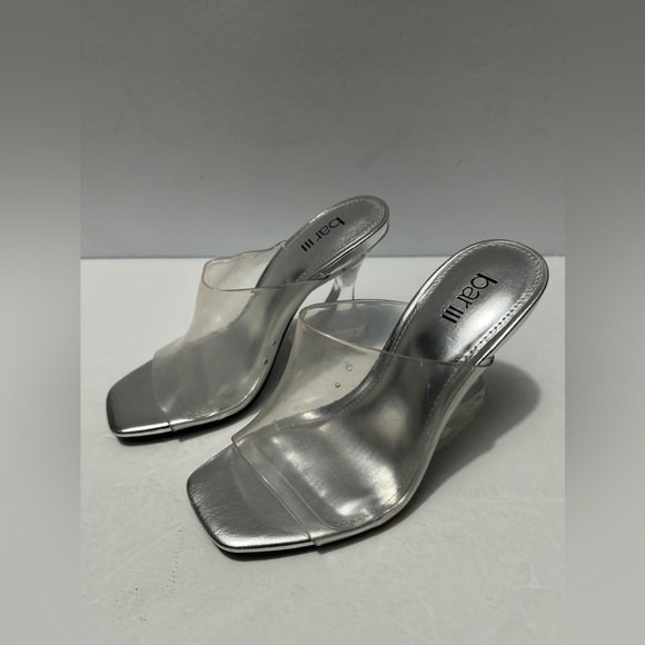 Women Bar III cherr clear padded slip on mules sandal heels - Picture 3 of 7